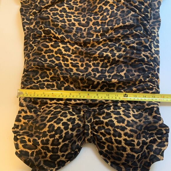 D & Co Beach Swimsuit Leopard Print One Piece Dress Tank - Size 14 - Picture 12 of 13